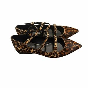 Elie Tahari Leopard Calf Hair Mary Jane Flats Women’s Size 38.5
